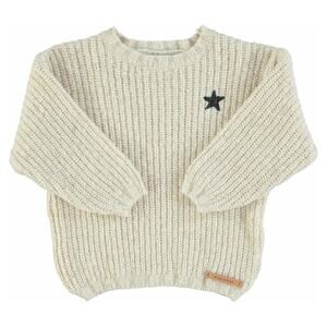 Piupichick Unisex Boy Girl Ecru Wool Rib Knit Born To Rock Sweater size 6